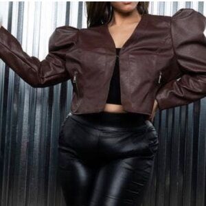 AKIRA Dark Brown Leather Jacket